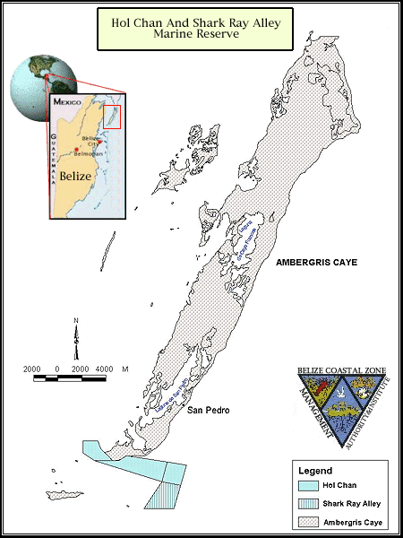 Map of location of Hol Chan Marine Reserve